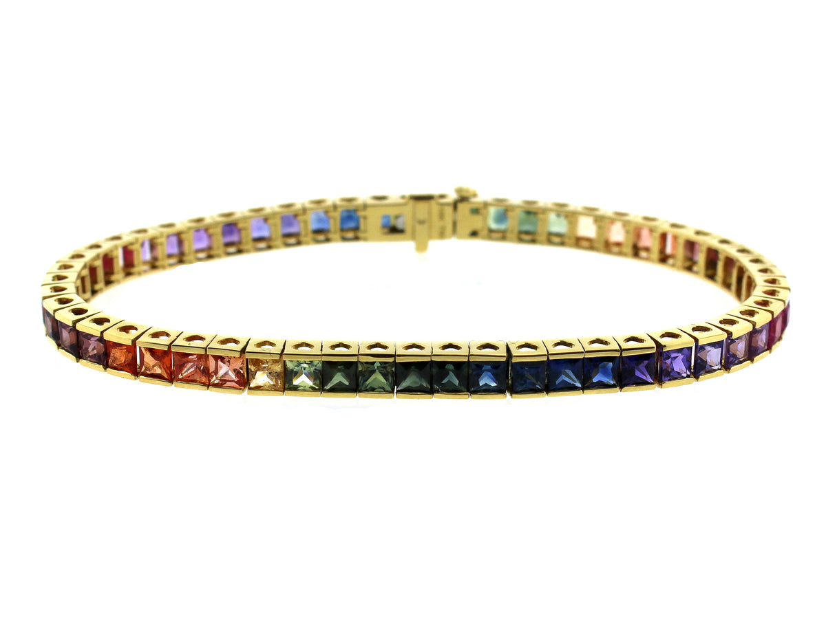 RAINBOW SAPPHIRE BRACELET, 7 3/4",  18KY (H/U)