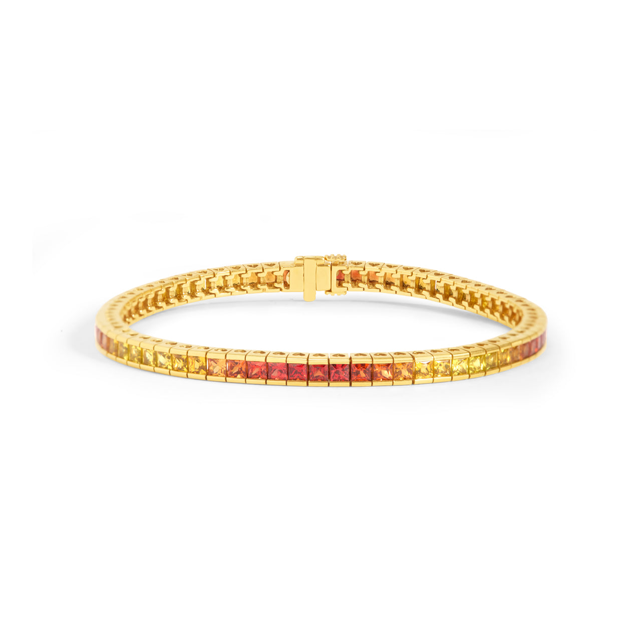 Orange & Yellow Sapphire Shade Princess Tennis Bracelet