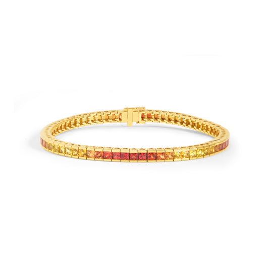Orange & Yellow Sapphire Shade Princess Tennis Bracelet