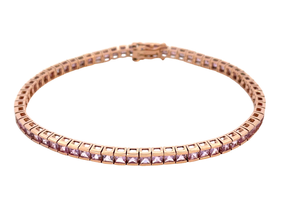 PINK SAPPHIRE 2.5MM PRINCESS TENNIS BRACELET