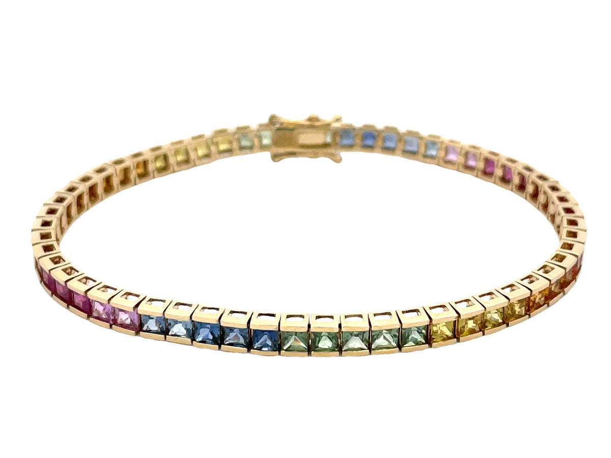 RAINBOW SAPPHIRE PRINCESS TENNIS BRACELET