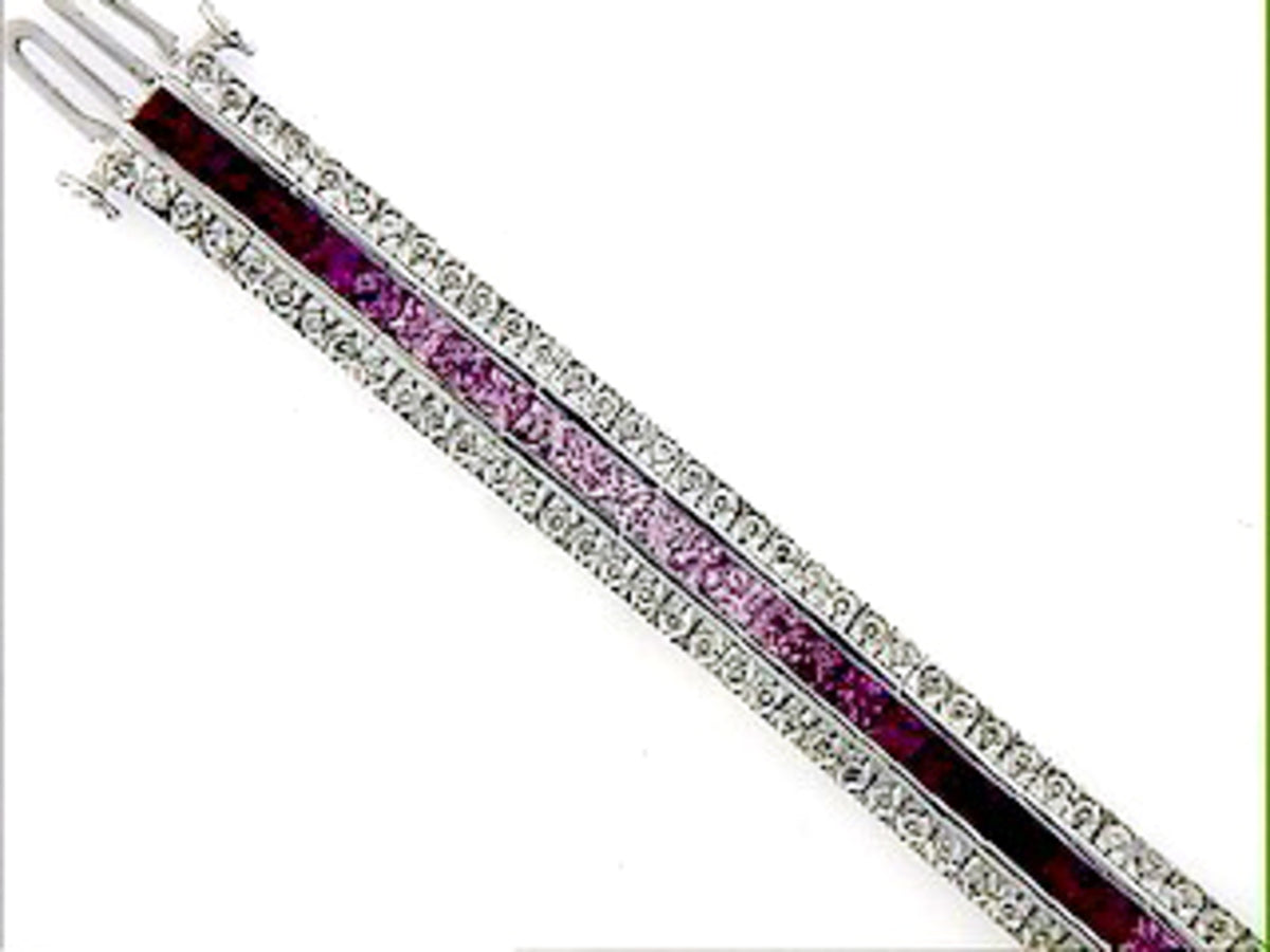 PINK SAPPHIRE & DIAMOND BRACELET, 18KW (H), C=8.23