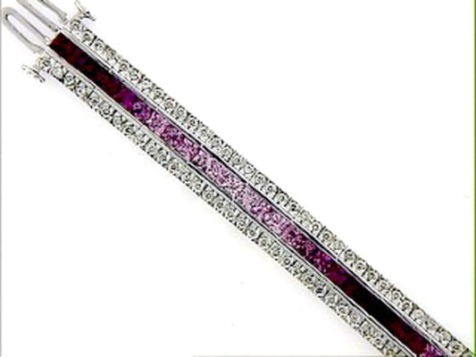 PINK SAPPHIRE & DIAMOND BRACELET, 18KW (H), C=8.23