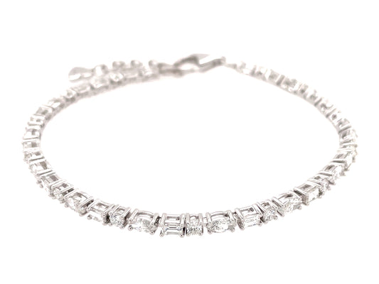 DIAMOND MARQUISE BAGUETTE ROUND ADJUSTABLE BRACELET