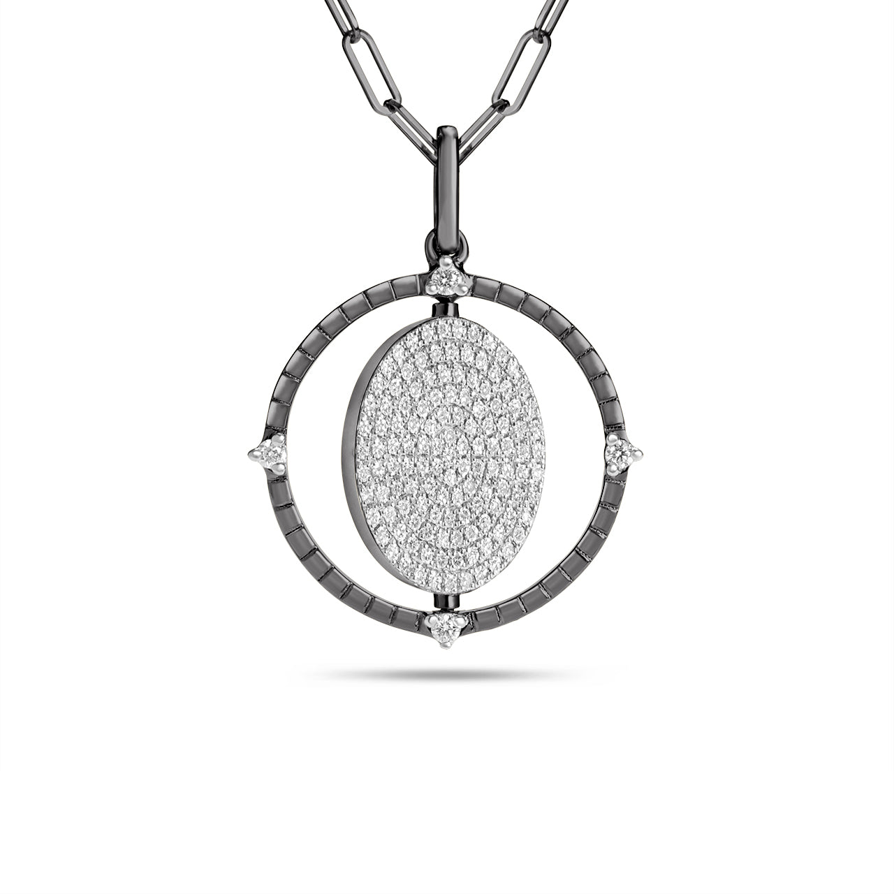 Sapphire & Diamond Flip Medallion Necklace