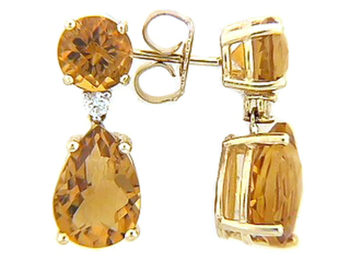 CHB CITRINE & DIAMOND EARRING, 14KY (H), C=5.20