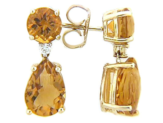 CHB CITRINE & DIAMOND EARRING, 14KY (H), C=5.20