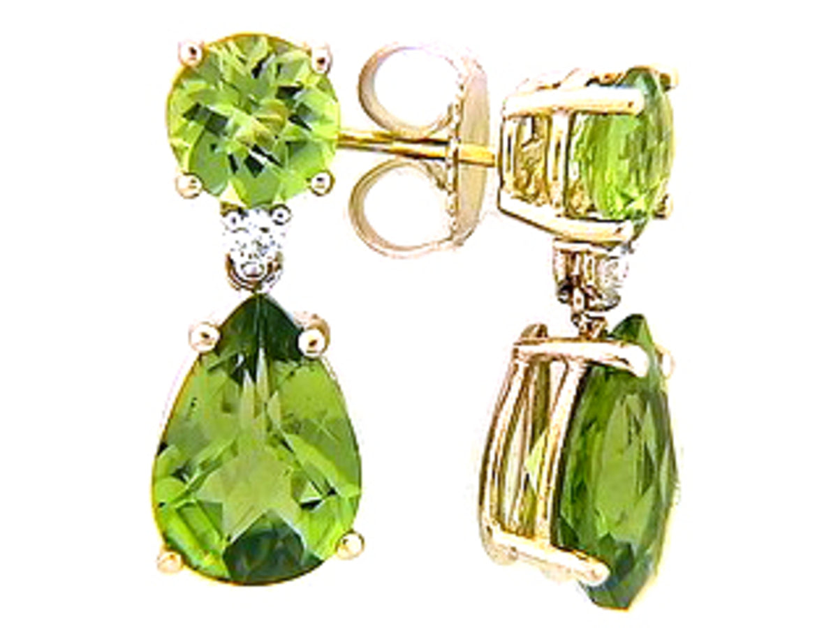 CHB PERIDOT & DIAMOND EARRING, 14KY (N), C=5.84