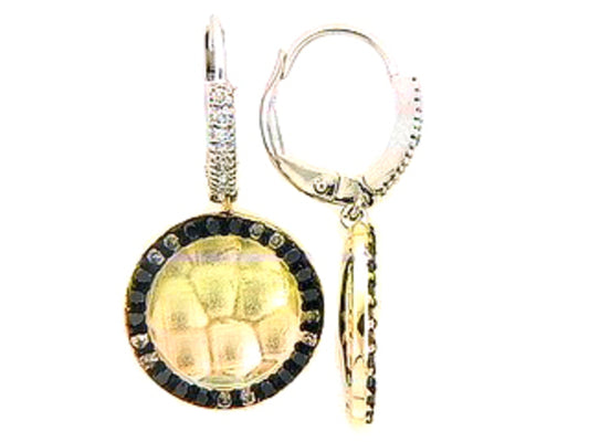 BLACK, BROWN & WHITE DIAMOND EARRING, 14KT (R/N)