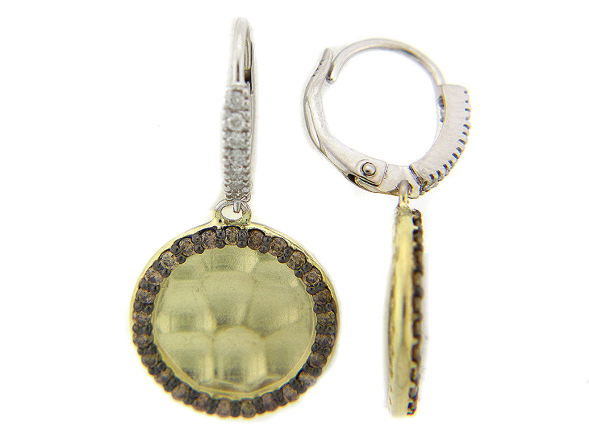 BROWN & WHITE DIAMOND EARRING, 14KT (N)