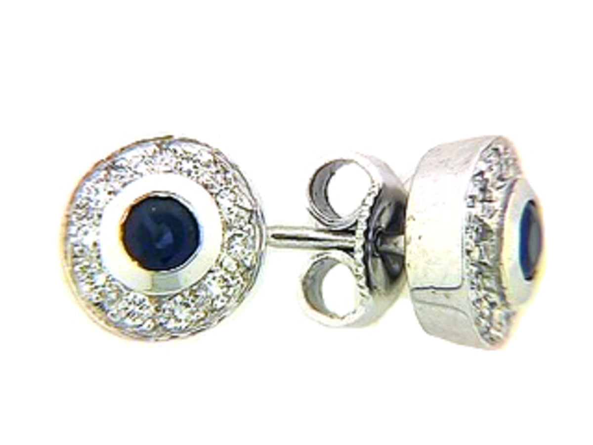 SAPPHIRE & DIAMOND EARRING, 14KW (H), C=0.30