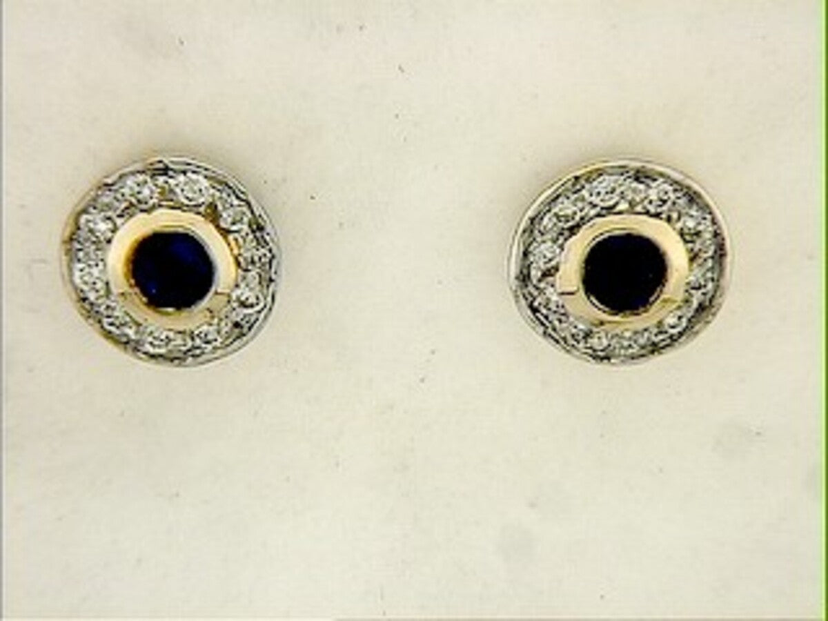 SAPPHIRE & DIAMOND EARRING, 14KY (H), C=0.30