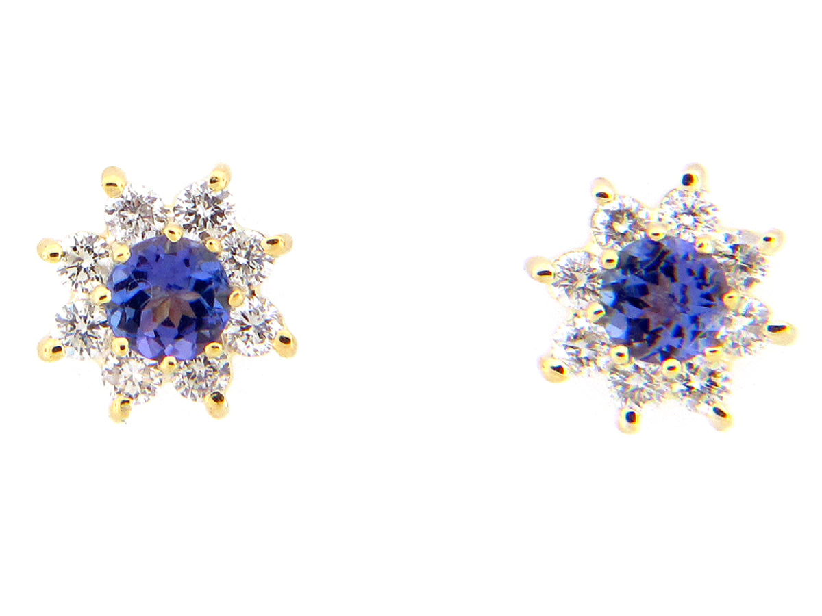 TANZANITE & DIAMOND EARRING, 14KY (E), C=0.51