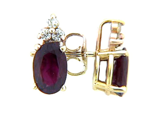 RUBY & DIAMOND EARRING, 14KY (E), C=1.80