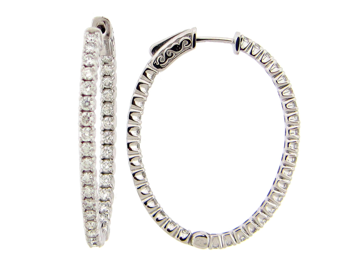 DIAMOND 36X29MM OVAL HOOP EARRING, 14KW (N)