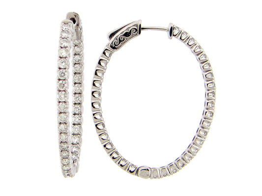 DIAMOND 36X29MM OVAL HOOP EARRING, 14KW (N)
