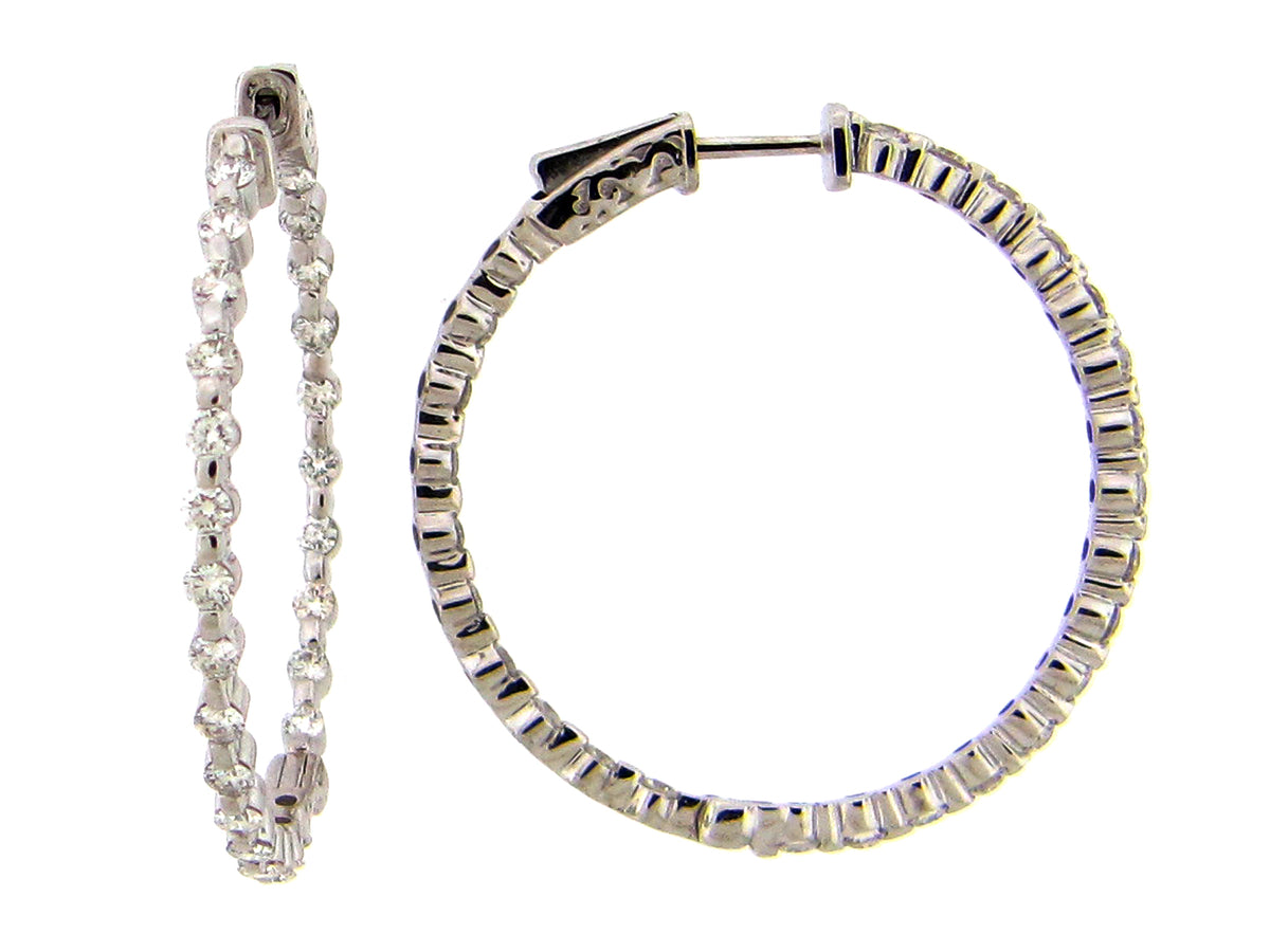 DIAMOND SINGLE PRONG 36MM HOOP EARRING