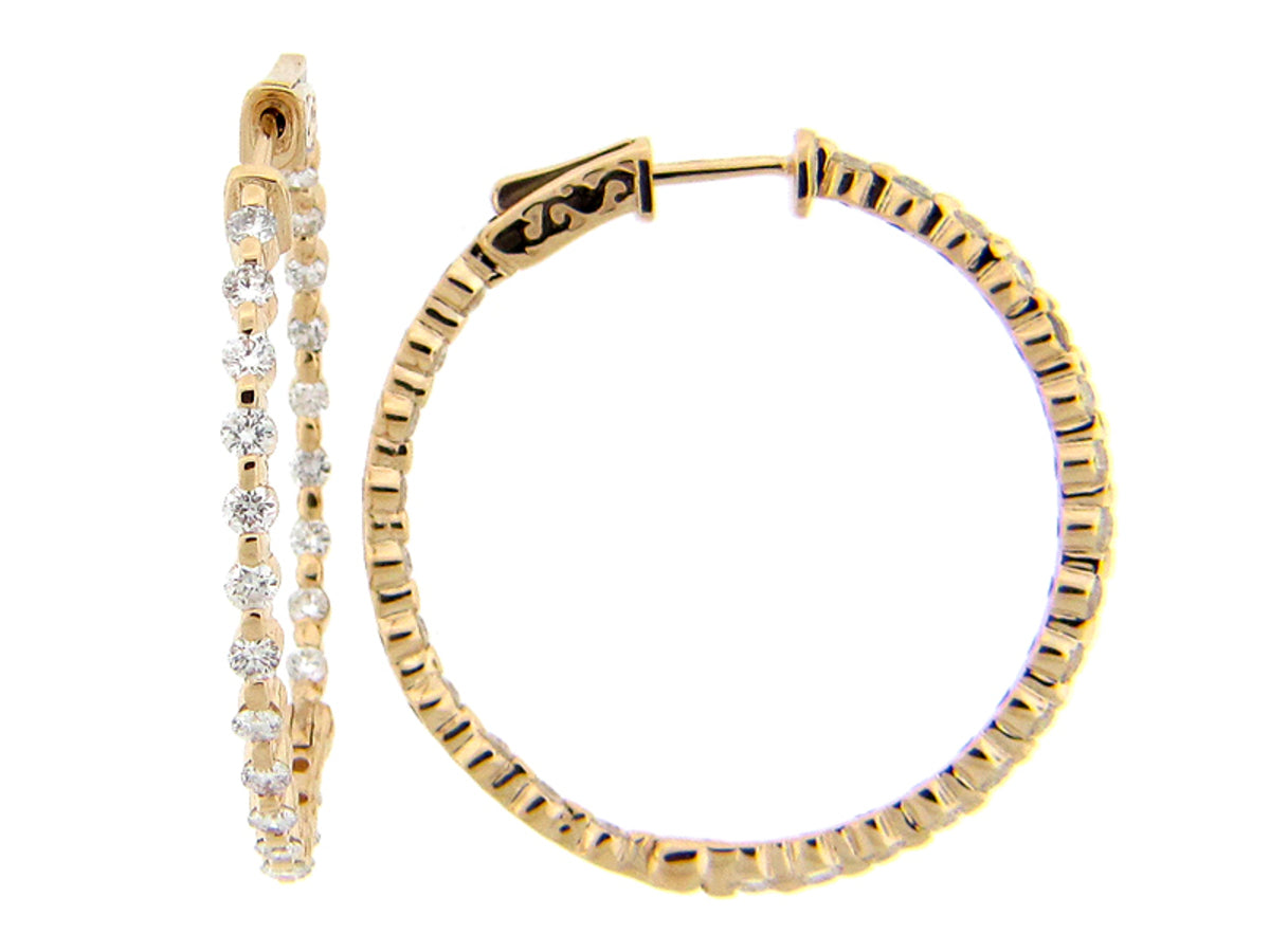 DIAMOND SINGLE PRONG 36MM HOOP EARRING