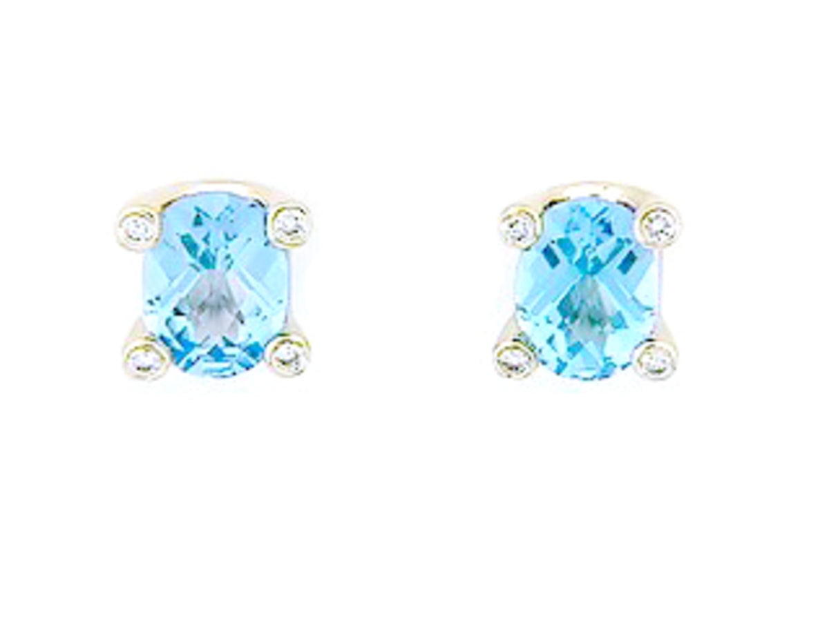 CHB SKY BLUE TOPAZ & DIAMOND EARRING, 14KY (R), C=2.80