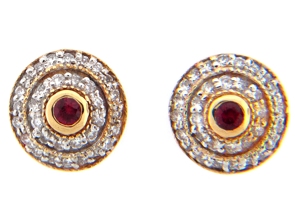 RUBY & DIAMOND EARRING, 14K (H), C=0.16