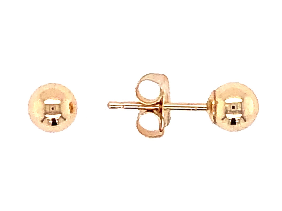 GOLD BALL STUD EARRING, 4 MM
