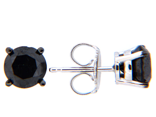 BLACK DIAMOND STUD EARRING, 14KW (R)