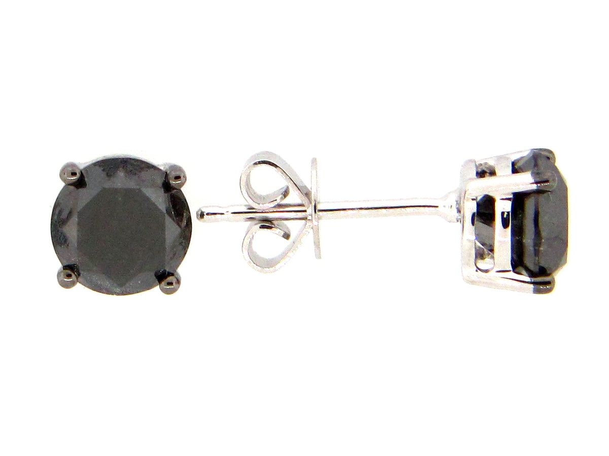 BLACK DIAMOND STUD EARRING, 18KW (R)