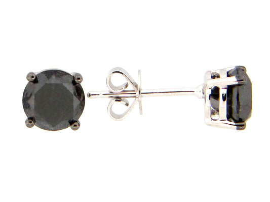 BLACK DIAMOND STUD EARRING, 18KW (R)
