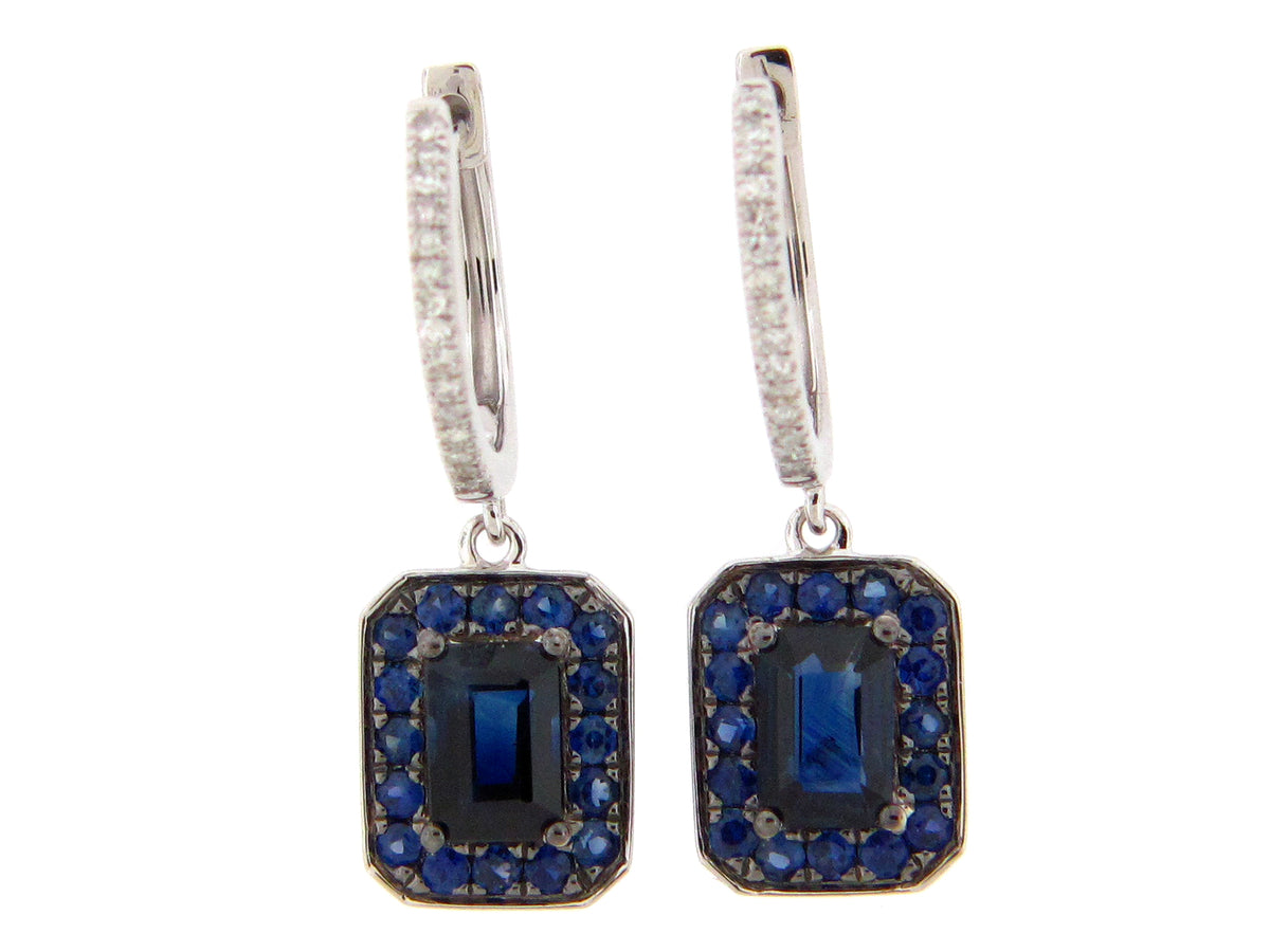 SAPPHIRE & DIAMOND DANGLE EARRING, 14KW (H)