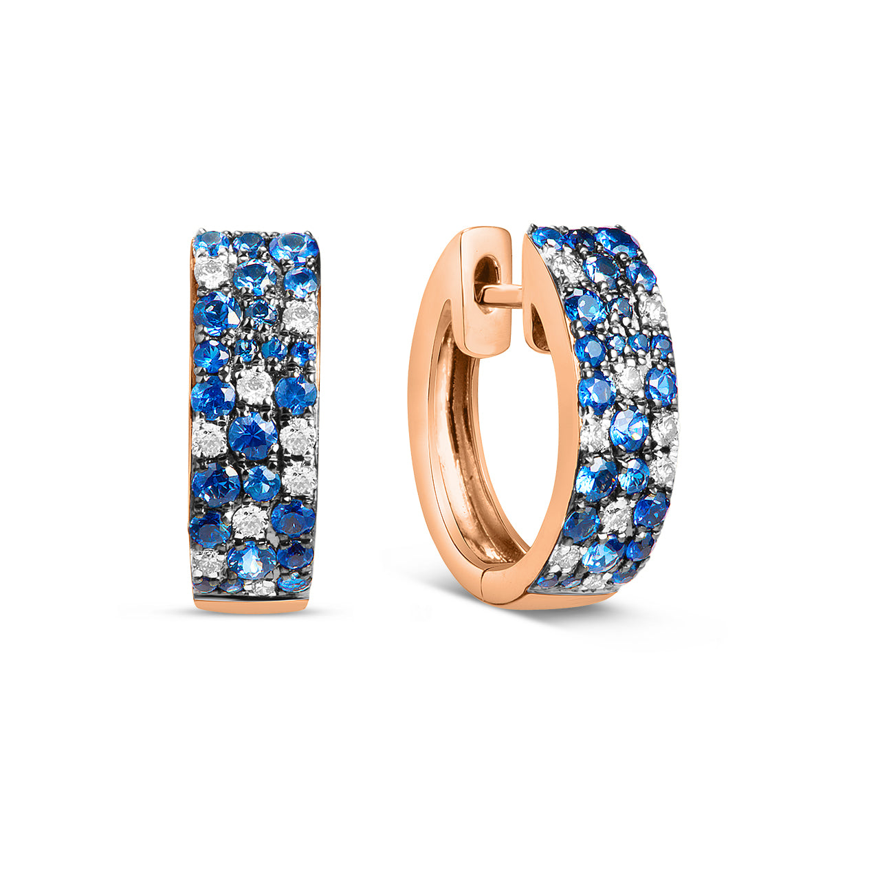 Sapphire & Diamond Mosaic Huggie Earring