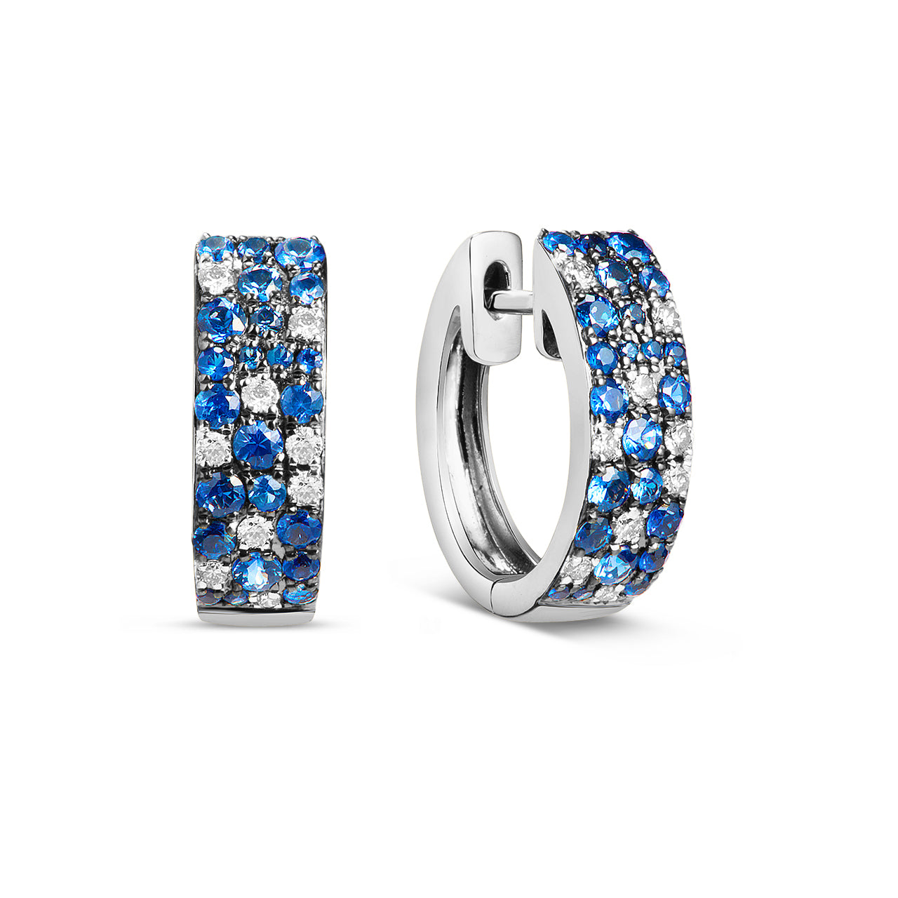 Sapphire & Diamond Mosaic Huggie Earring