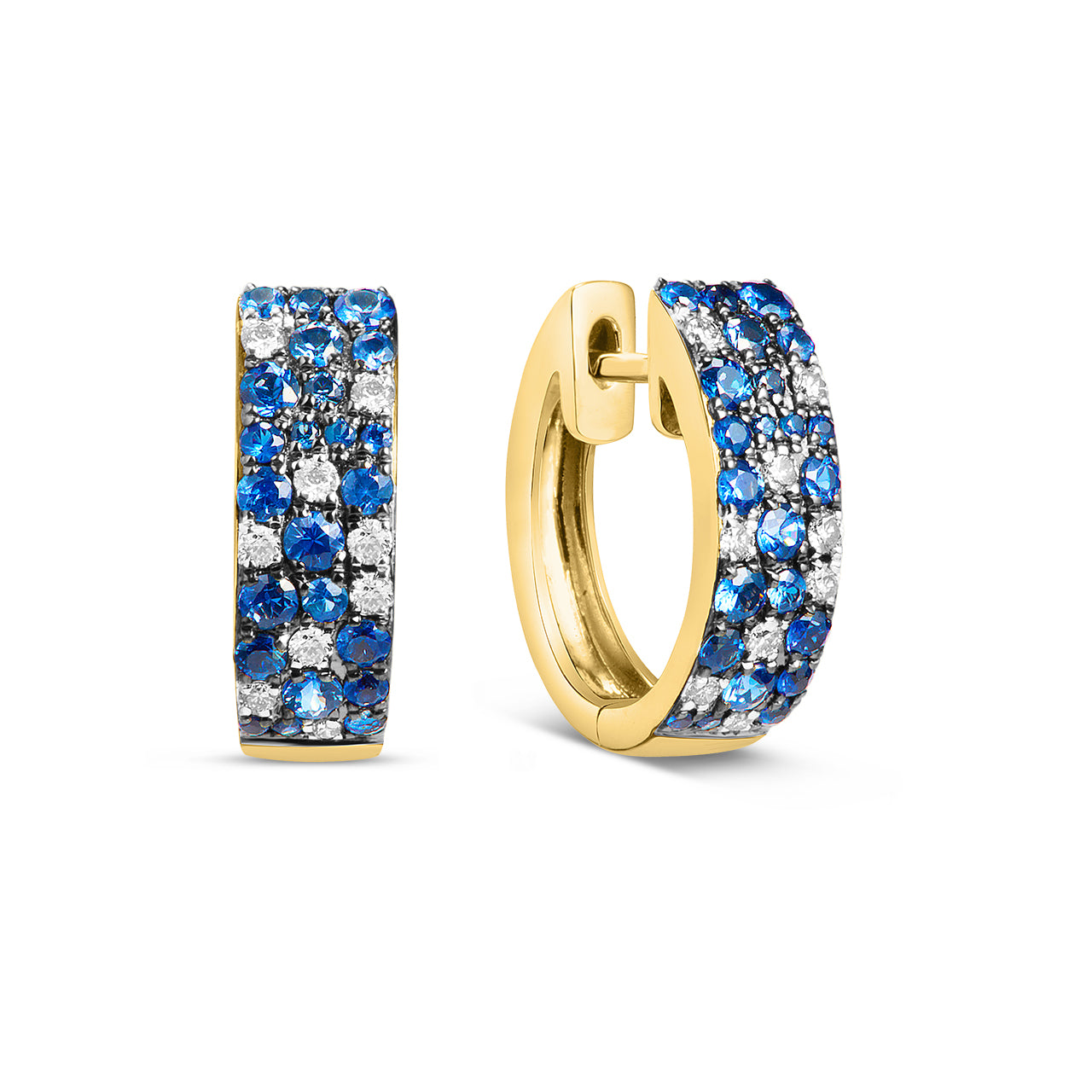 Sapphire & Diamond Mosaic Huggie Earring