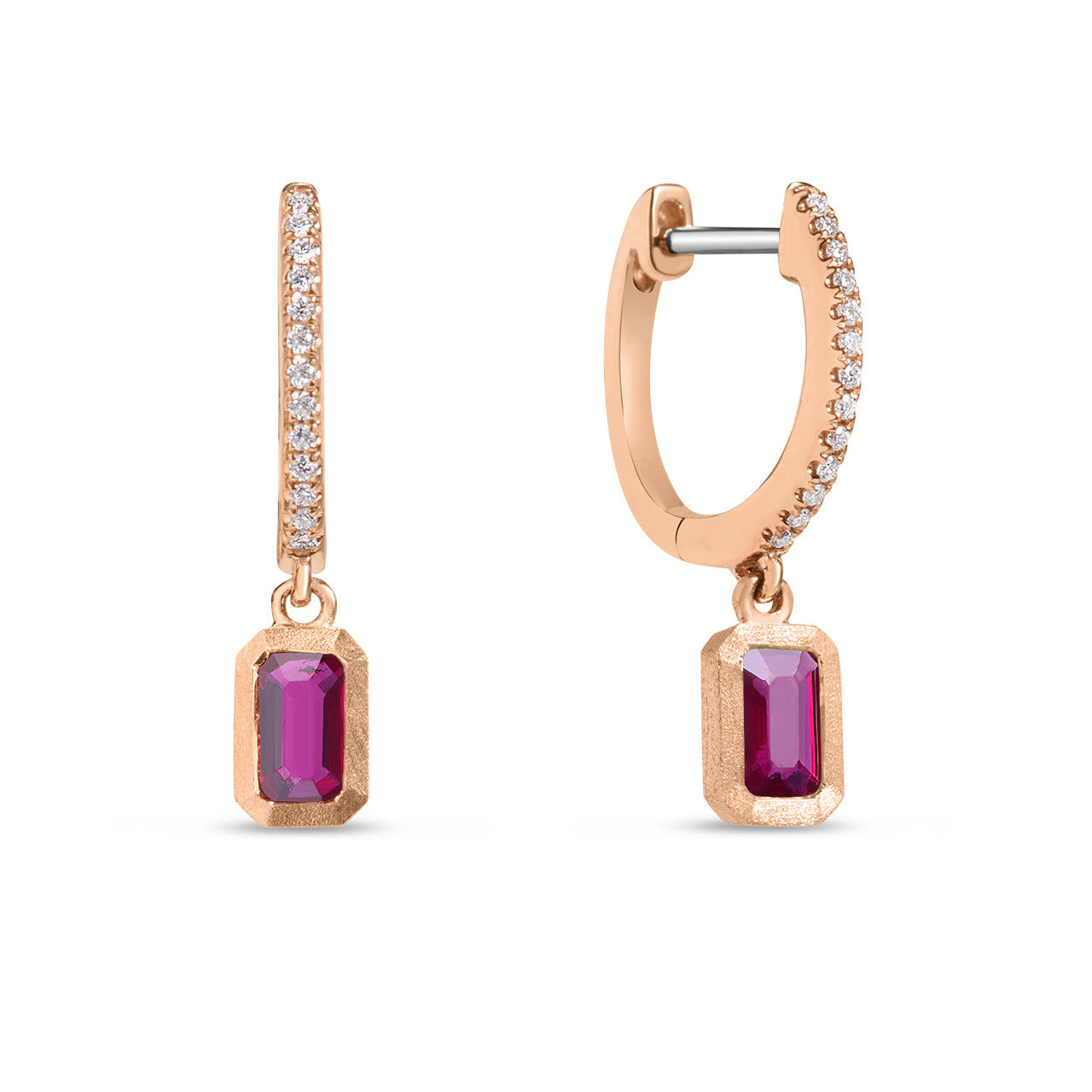 Ruby Bezel Dangle Earring