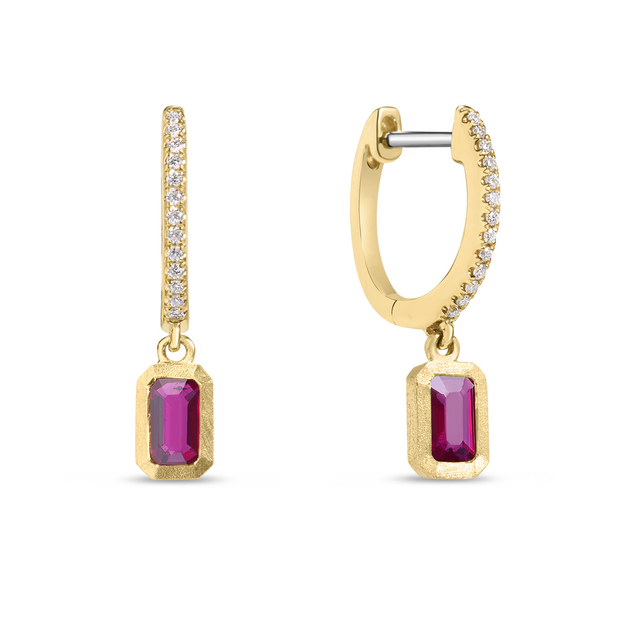Ruby Bezel Dangle Earring