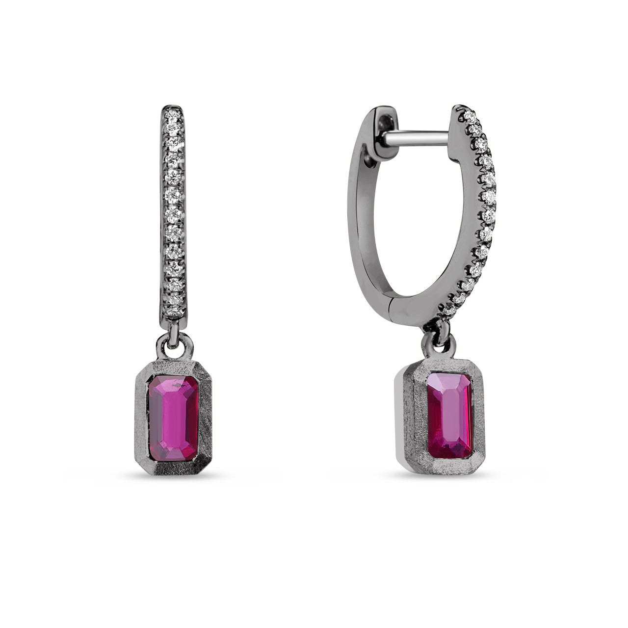 Ruby Bezel Dangle Earring