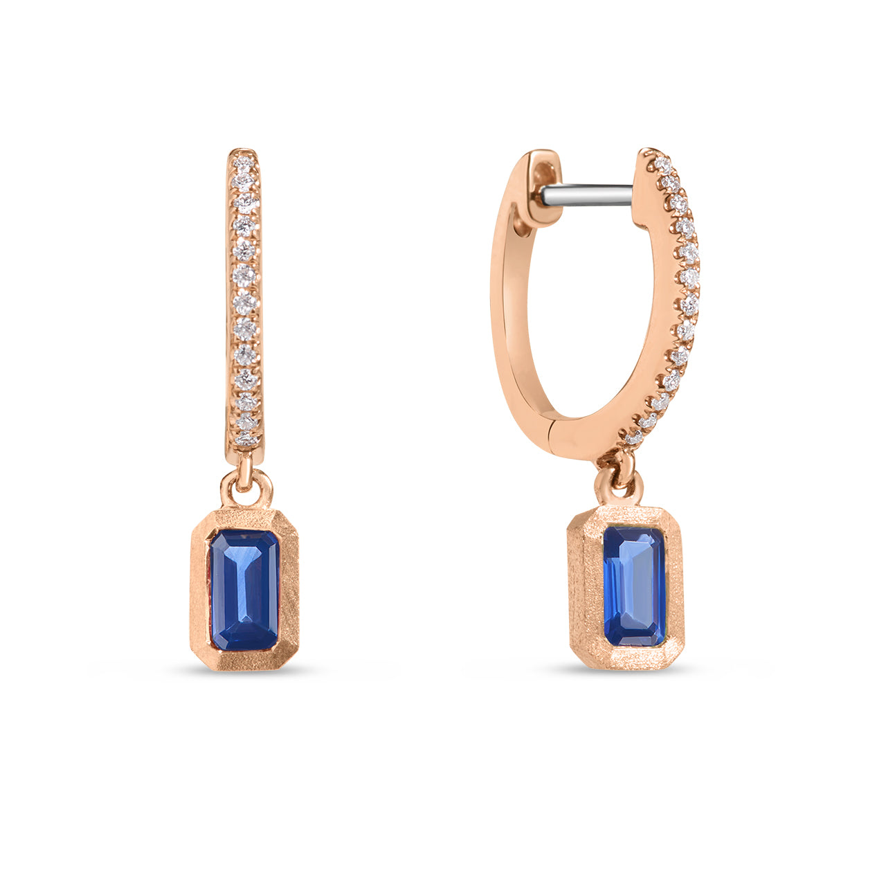 Sapphire Bezel Dangle Earring