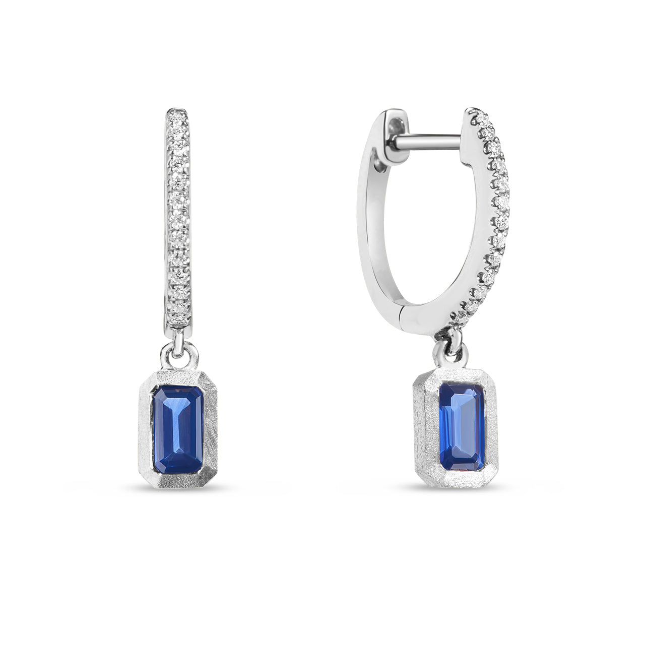 Sapphire Bezel Dangle Earring