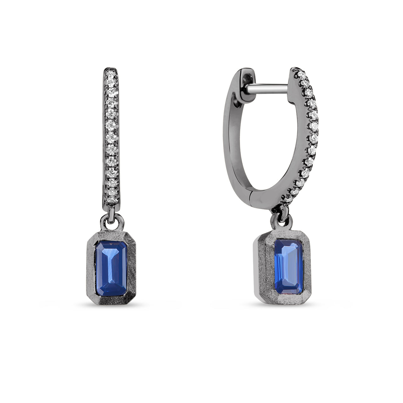 Sapphire Bezel Dangle Earring