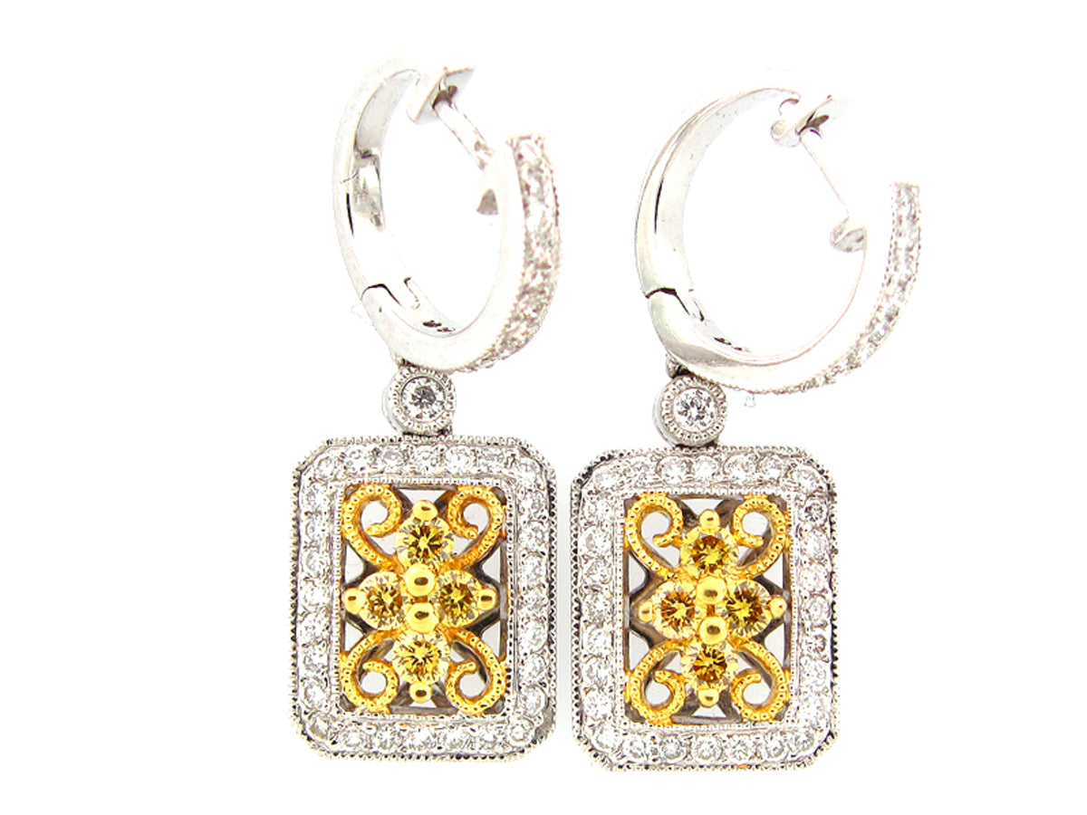 YELLOW DIAMOND & DIAMOND EARRING,18KT (N) SPECIAL