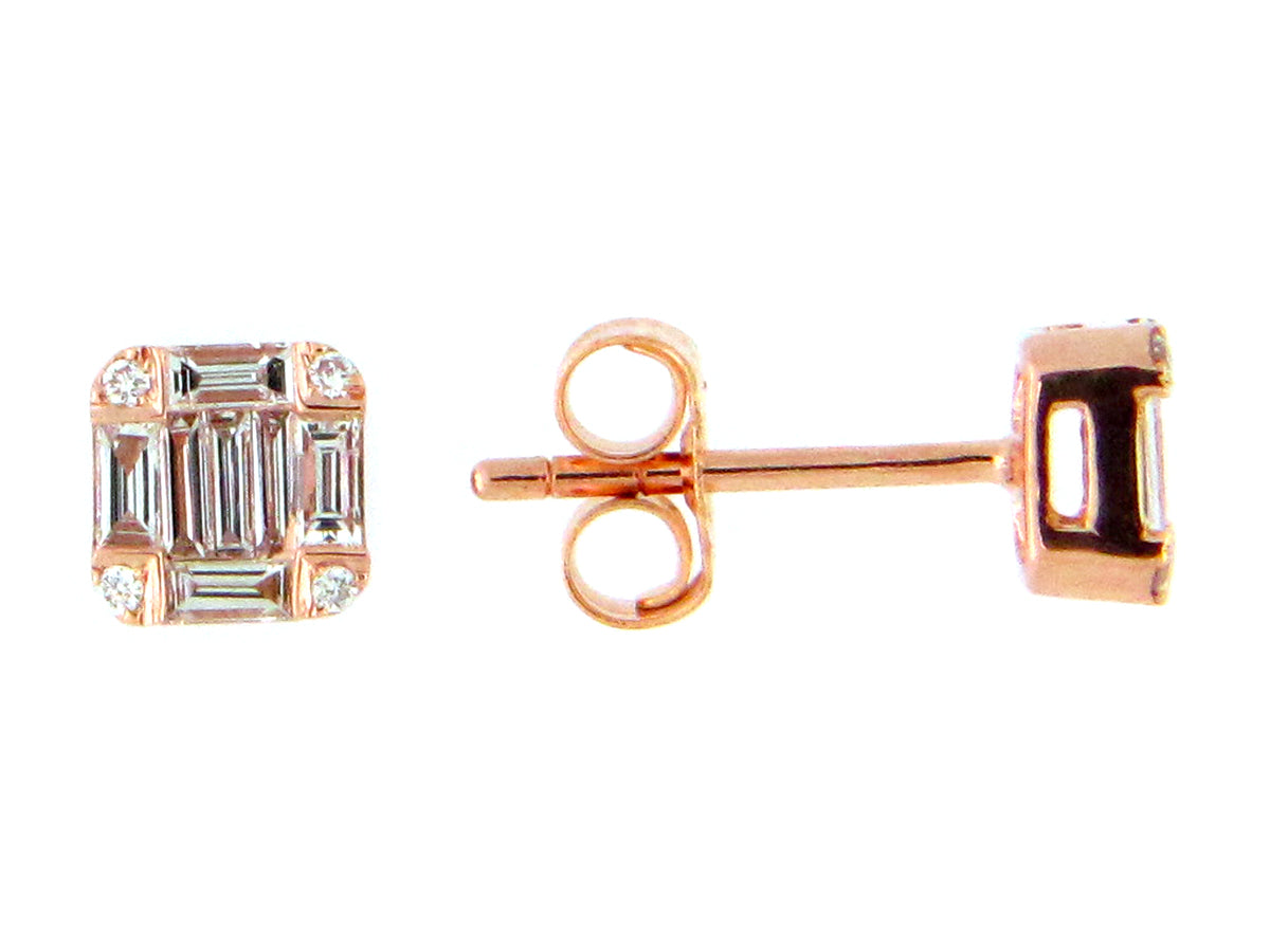 DIAMOND BAGUETTE CLUSTER STUD EARRING