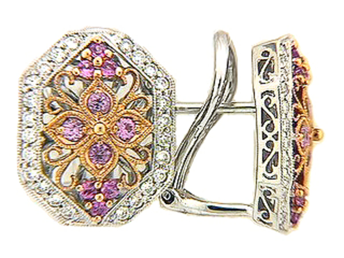 PINK SAPPHIRE & DIAMOND EARRING, 18KT (H), C=0.46