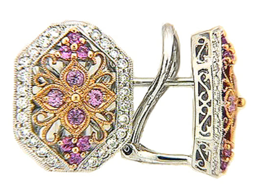 PINK SAPPHIRE & DIAMOND EARRING, 18KT (H), C=0.46