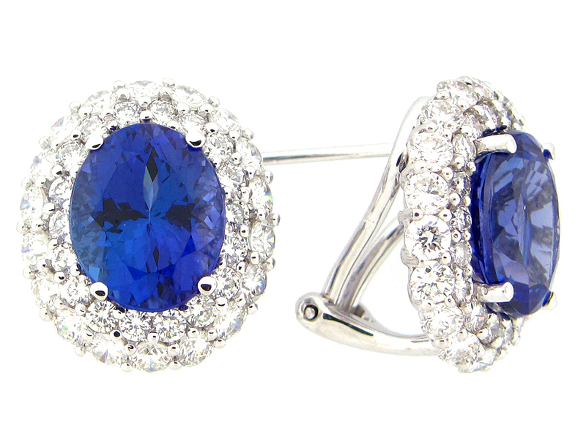 TANZANITE & DIAMOND EARRING, 18KW (H)
