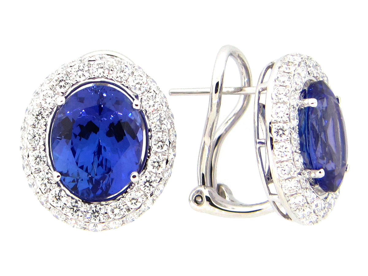 TANZANITE & DIAMOND EARRING, 18KW (H)