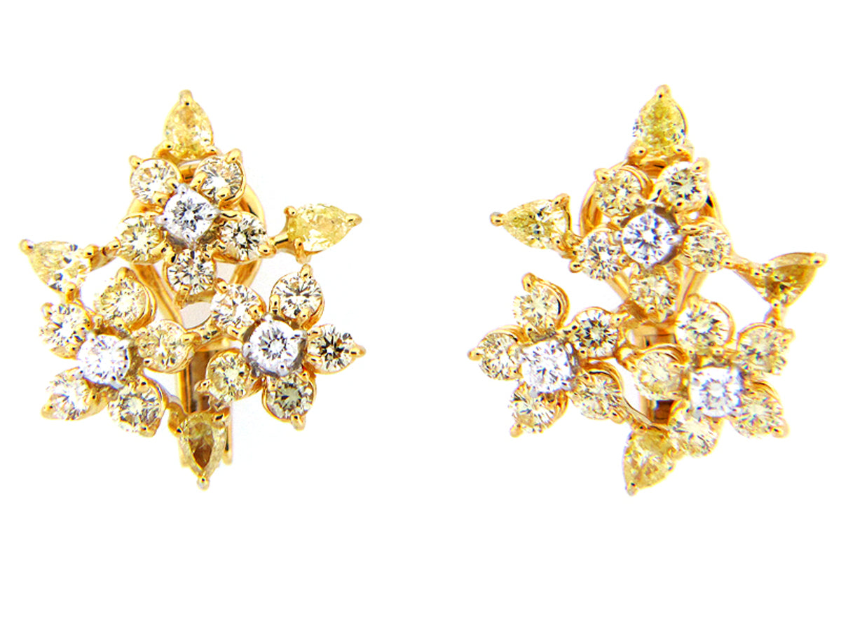 YELLOW & WHITE DIAMOND EARRING, 18KT (N)