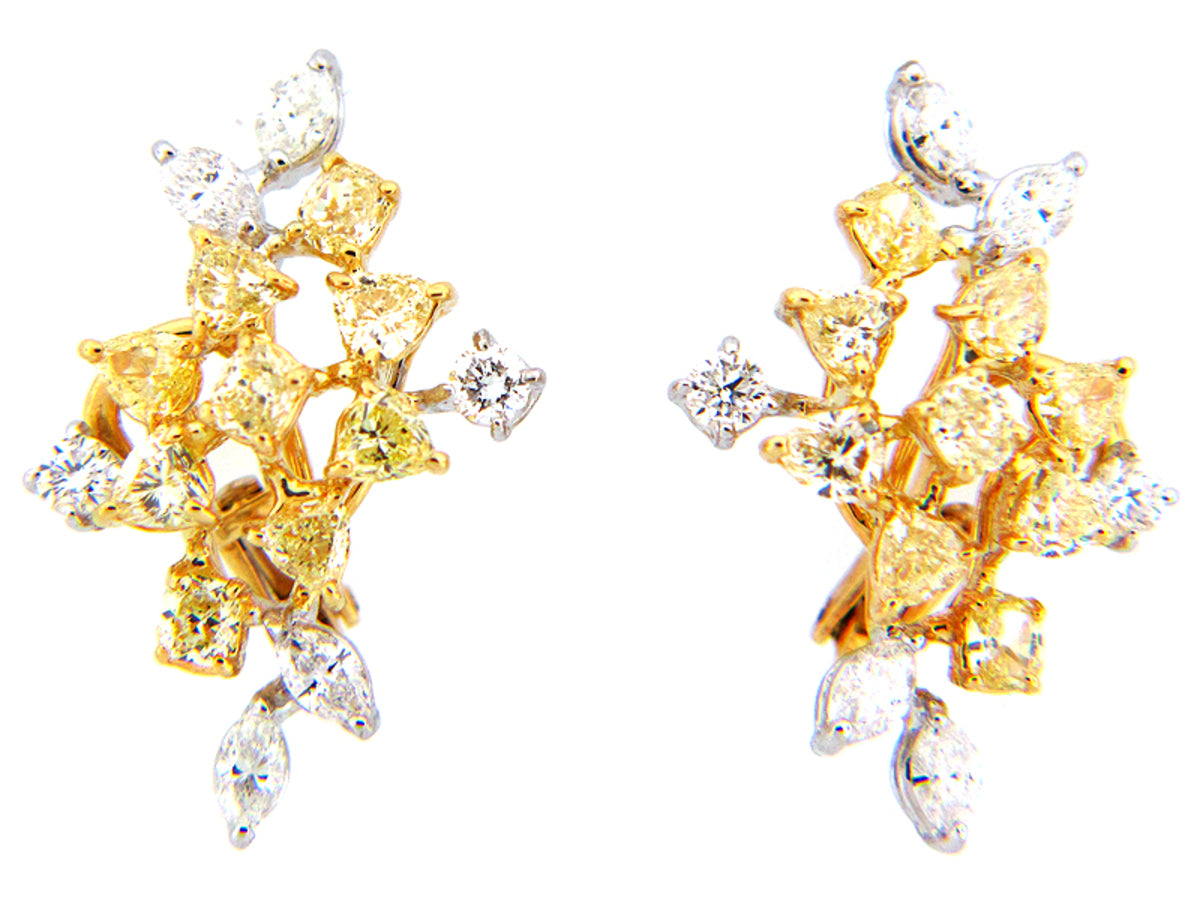 YELLOW & WHITE DIAMOND EARRING, 18KT (N)