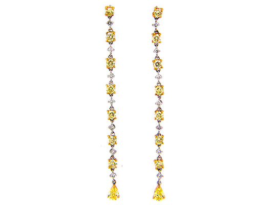 YELLOW & WHITE DIAMOND EARRING, 18KT (N)
