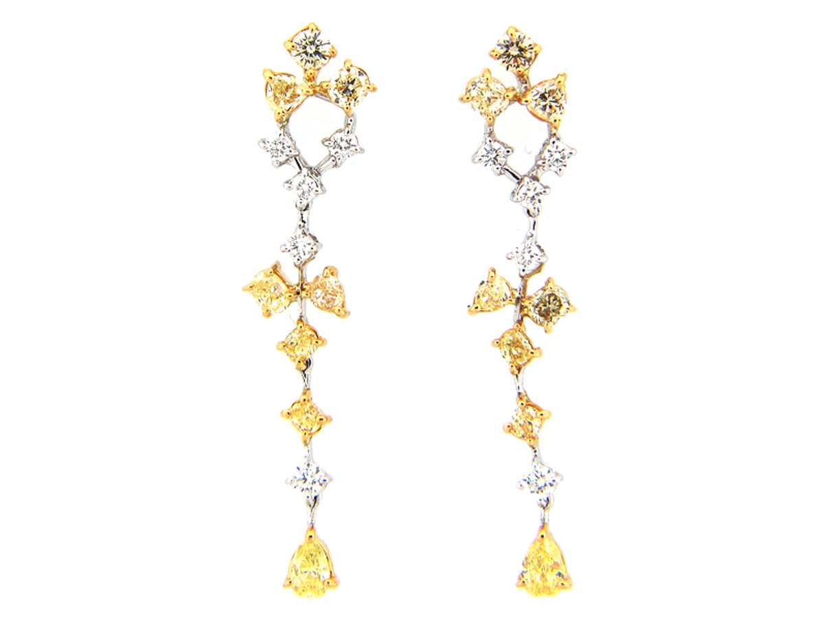YELLOW & WHITE DIAMOND EARRING, 18KT (N)
