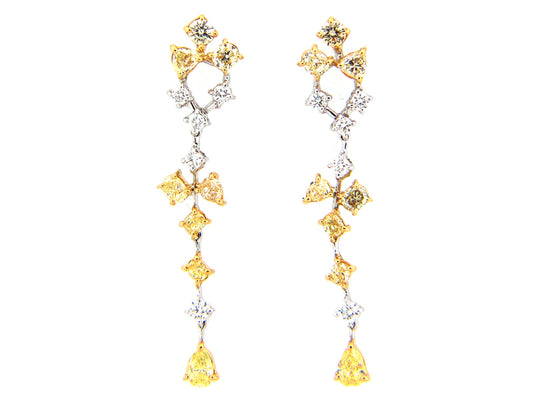 YELLOW & WHITE DIAMOND EARRING, 18KT (N)