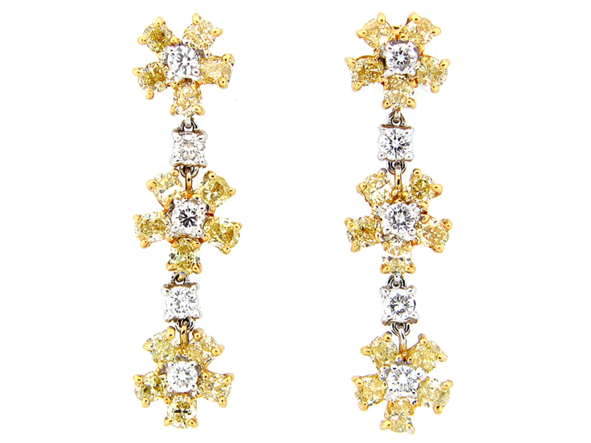 YELLOW & WHITE DIAMOND EARRING